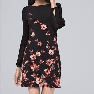 White House Black Market Pleat-Sleeve Floral Shift Dress . Medium  NWT
